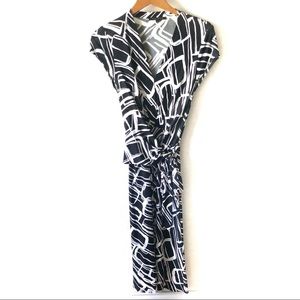 David Meister faux wrap waist, midi dress